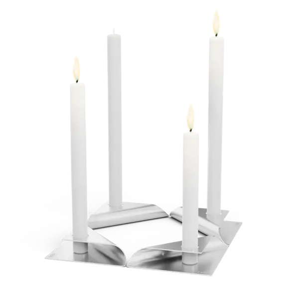 SQUARE CANDLE Kerzenhalter-Set silber